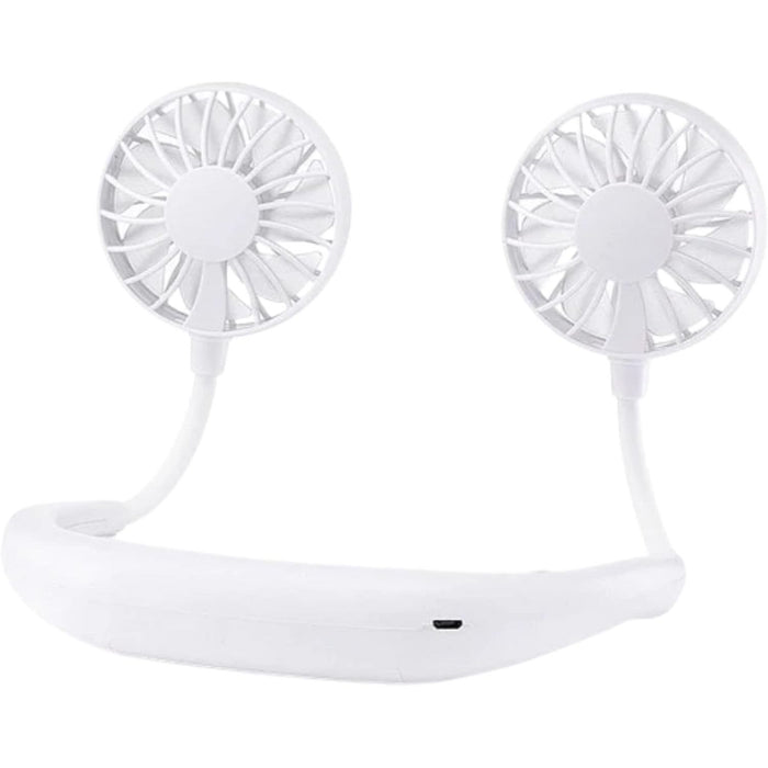 Neck Fan Cooler - Rechargeable Light Up USB Neck Fan, 3 Speeds, Color Changing Lights, 360 Tilt, White, Small (22cm x 22cm x 4cm)