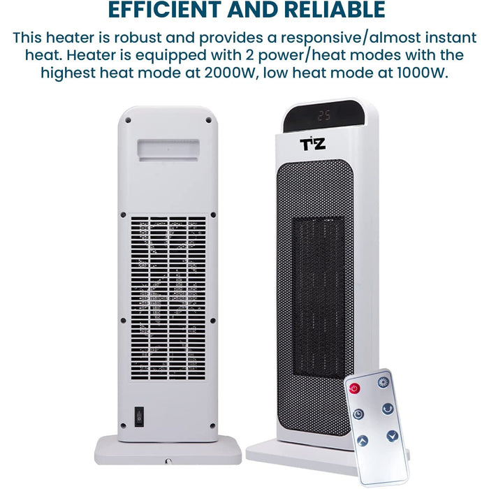 2000W Digital Oscillating Floor Electric Heaters - Free Standing and Energy Efficient