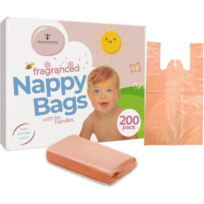 Scented Nappy Changing Bags With Fresh Fragrance Hygienic Tie Handles x 4