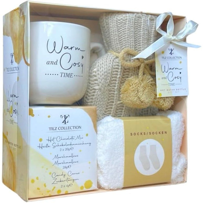 Hot Chocolate Mug Gift Set |Mini Marshmallows |Candy Canes |Socks |Hot Chocolate Mug |Mini Hot Water Bottle, Pink Gifts