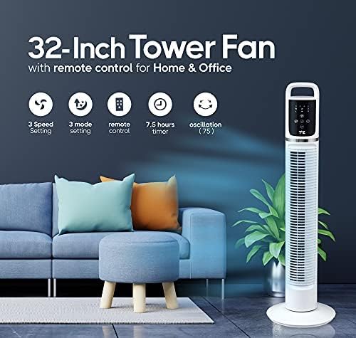 29 Inch Black Oscillating Tower Fan