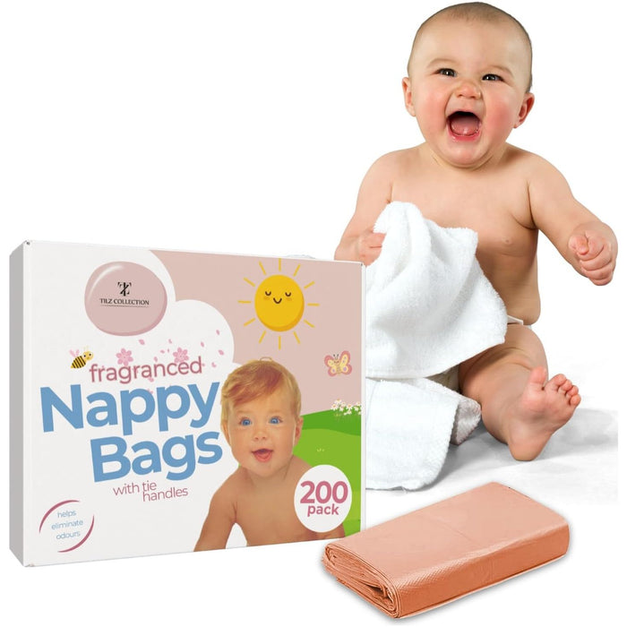 Scented Nappy Changing Bags With Fresh Fragrance Hygienic Tie Handles x 4