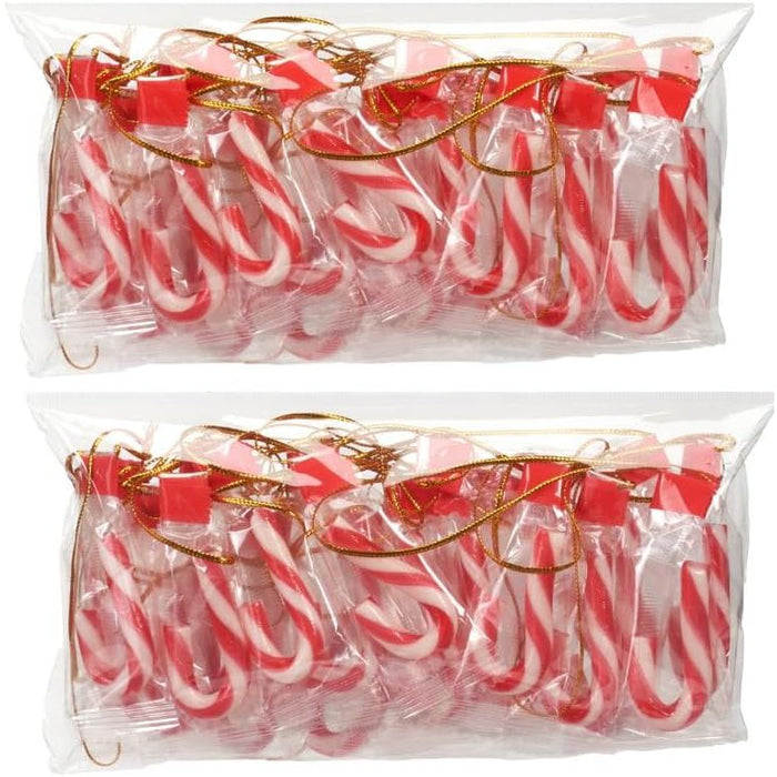 50 Mini Candy Canes - Christmas Sweets, Individually Wrapped With Hanging Loops
