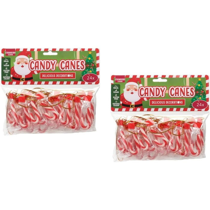 50 Mini Candy Canes - Christmas Sweets, Individually Wrapped With Hanging Loops