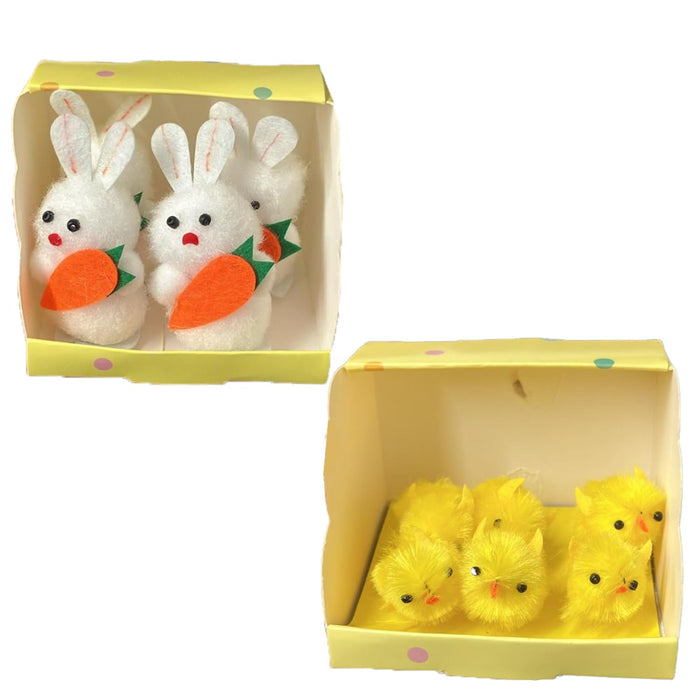 Easter Bunny and Chicks Set - Easter Crafts - 4 Pc Bunny with Carrots And 4 Pc Chicks