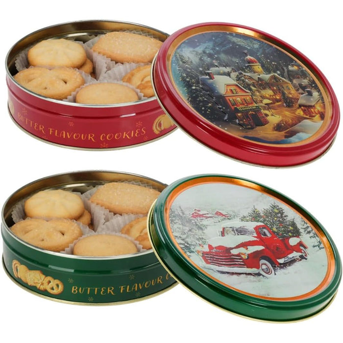 Butter Cookies & Christmas Shortbread, Festive Christmas Biscuit Tins, Individually Nested Cookies