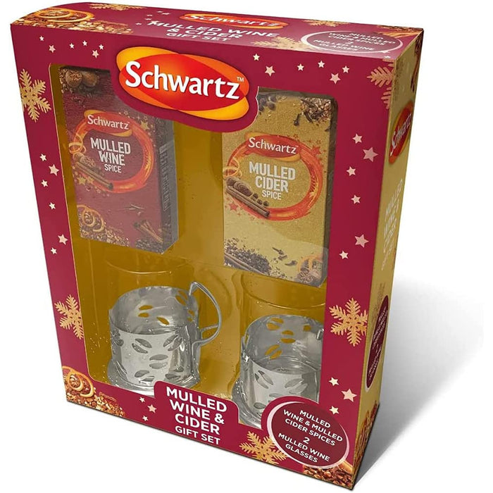 Mulled Wine and Mulled Cider Spices With Glasses Gift Set