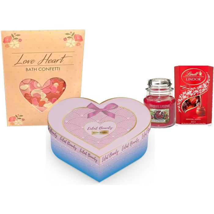 Valentines Gifts for Her | Luxury Spa Gift Set | Bath Bombs, Scented Candle, Chocolate