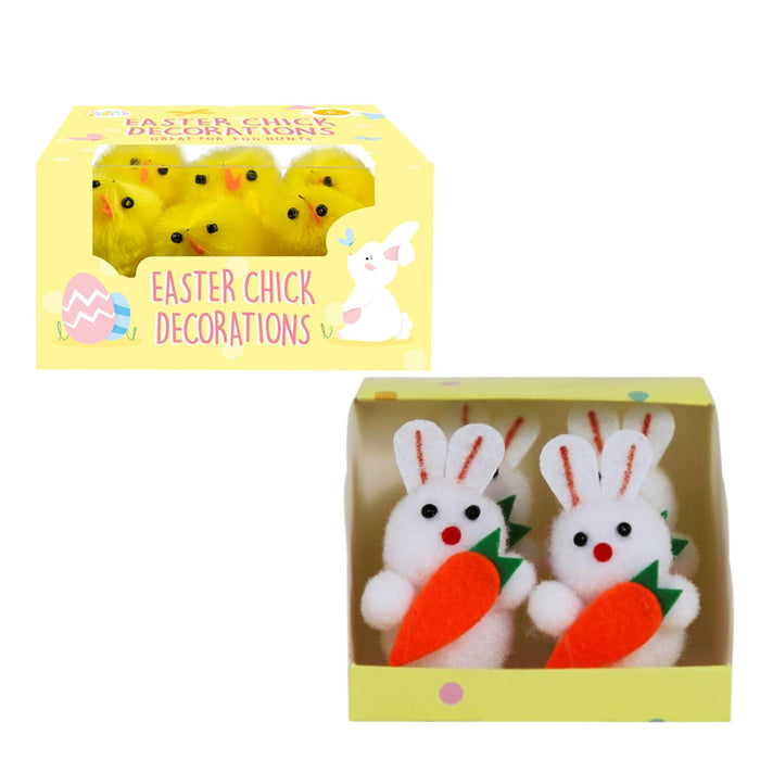 Easter Bunny and Chicks Set - Easter Crafts - 4 Pc Bunny with Carrots And 4 Pc Chicks