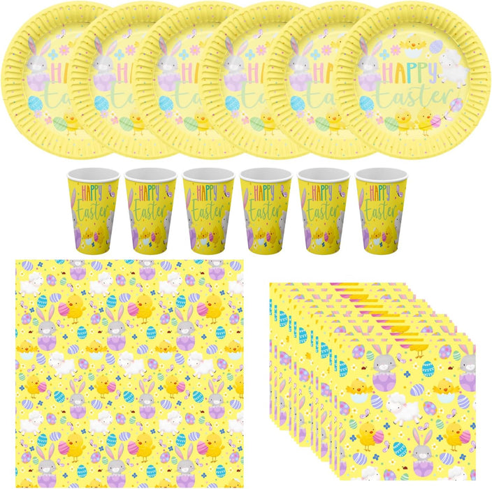 Easter Party Table Set - Kids' Party Tableware (Yellow)