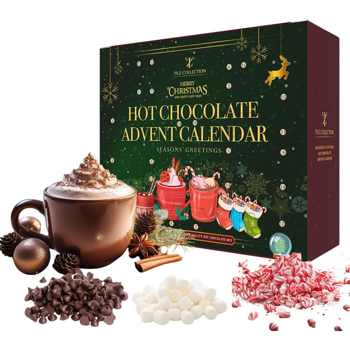 Hot Chocolate Advent Calendar 2025 -24 Day, Christmas Hot Chocolate Gift Set