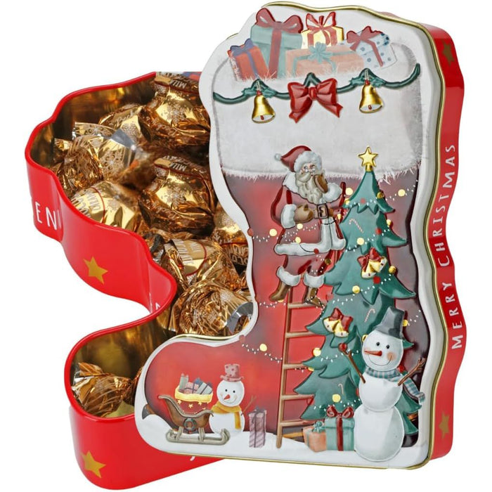 Christmas Stocking Tin with Assorted Foiled Chocolates, Individually Wrapped, Xmas Sweets for Kids