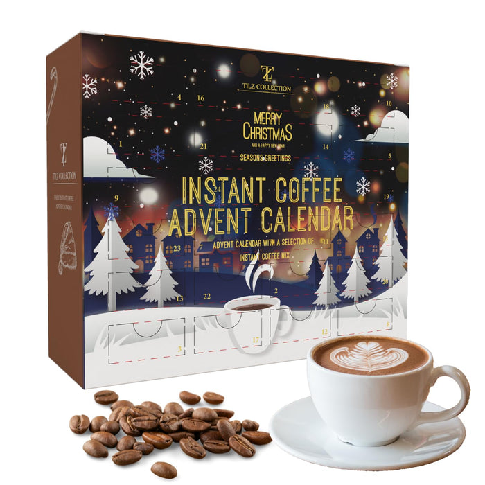 Instant Coffee Advent Calendar 2025 for Adults | 24 Individually Wrapped Flavoured Coffee Sachets