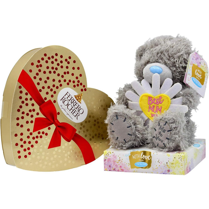 Mother's Day Gift - Best Mum Teddy With Ferrero Rocher Heart Chocolate