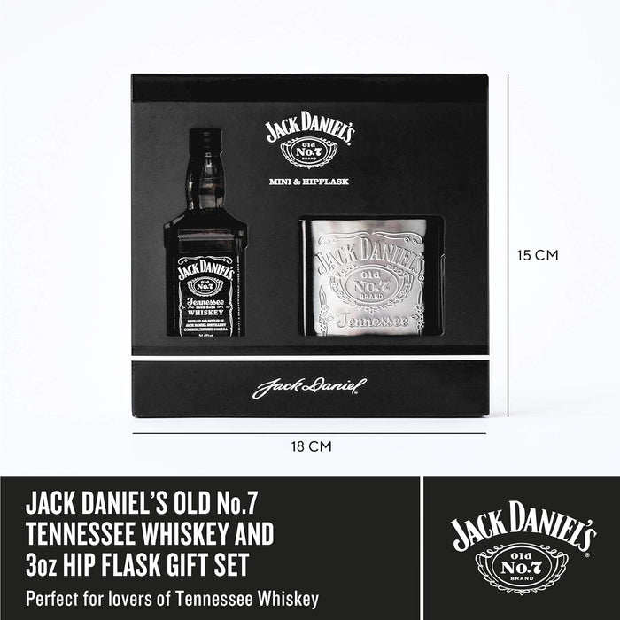Jack Daniel's Whiskey 5cl Miniature and Hip Flask
