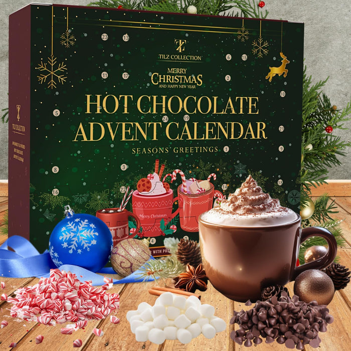 Hot Chocolate Advent Calendar 2025 -24 Day, Christmas Hot Chocolate Gift Set