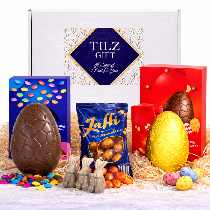 Tilz Luxury Easter Chocolate Hamper – Premium Eggs, Pralines & Bunny Chocolates