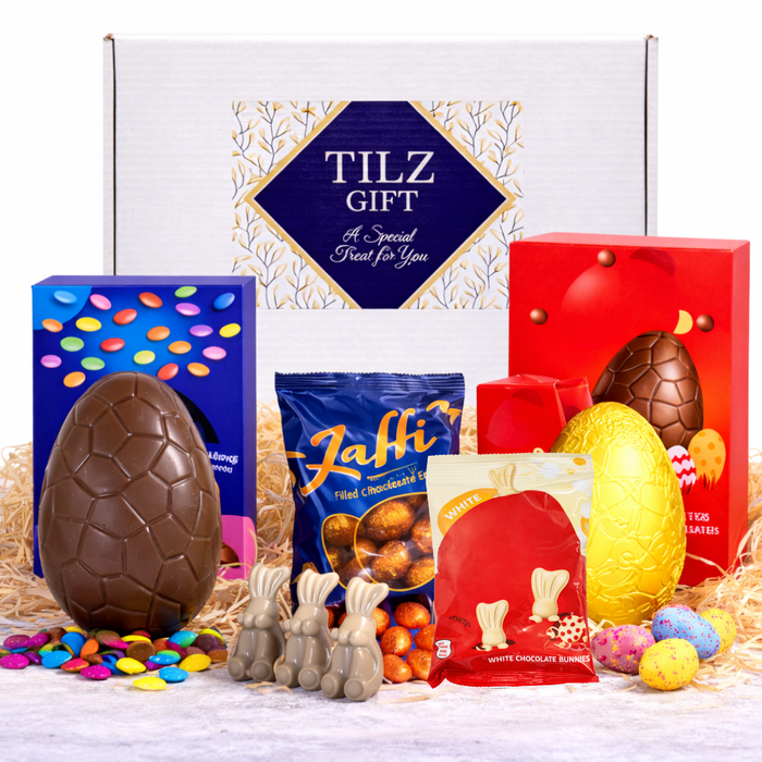 Tilz Luxury Easter Chocolate Hamper – Premium Eggs, Pralines & Bunny Chocolates