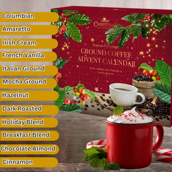 Premium Ground Coffee Advent Calendar - Enjoy the Countdown to Christmas with a Coffee