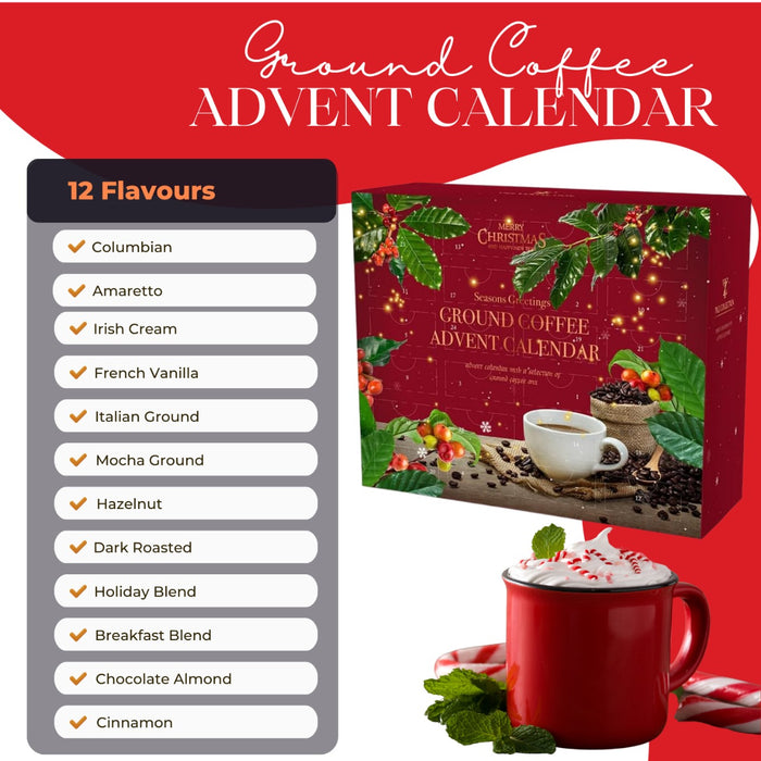 Premium Ground Coffee Advent Calendar - Enjoy the Countdown to Christmas with a Coffee