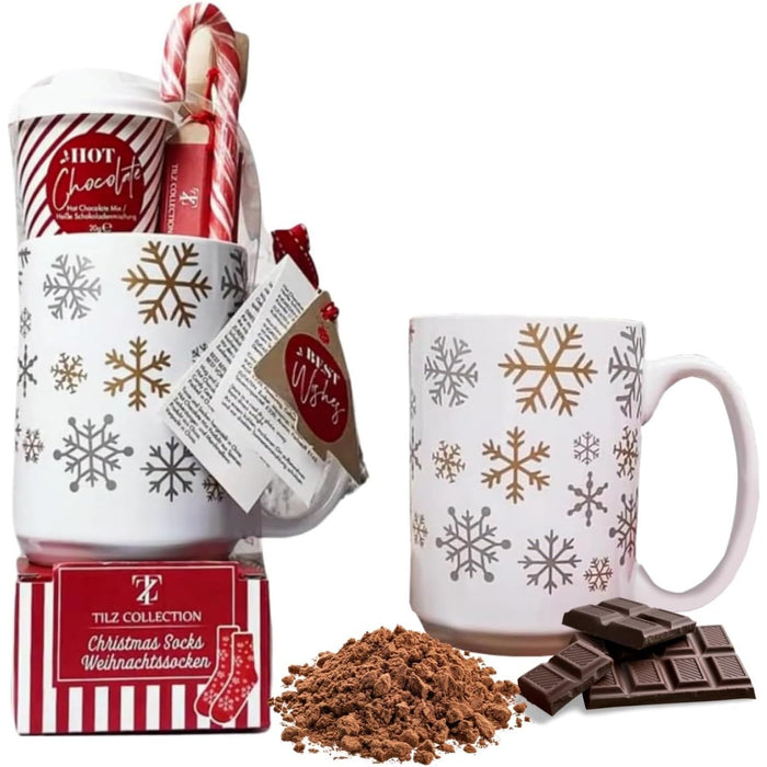 Hot Chocolate Mug Gift Set - With Candy and To-go Coffee Cup