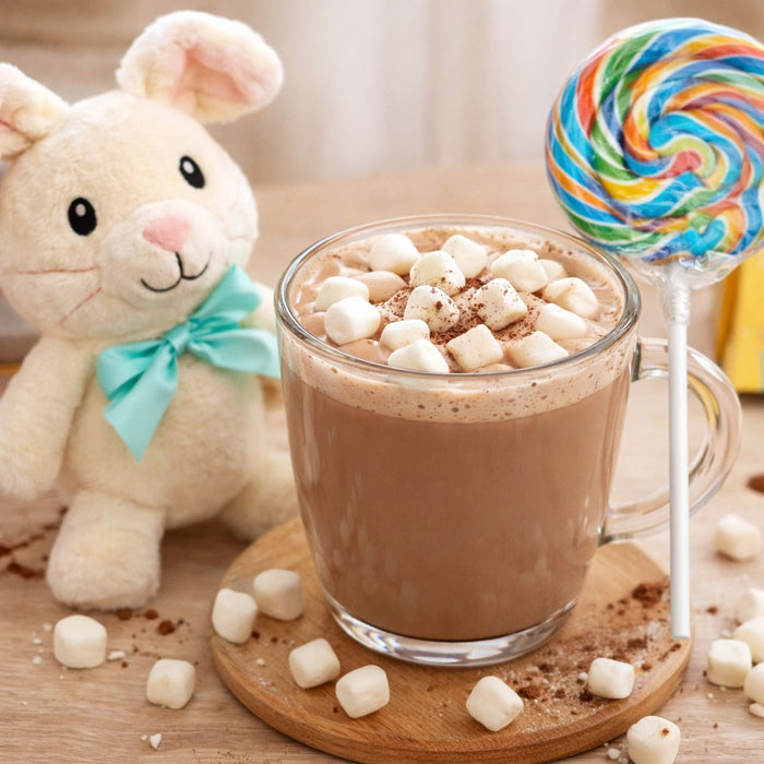 Somebunny Loves You Easter Bunny Gift Set – Plush Teddy, Swirl Lollipop & Hot Chocolate with Marshmallows