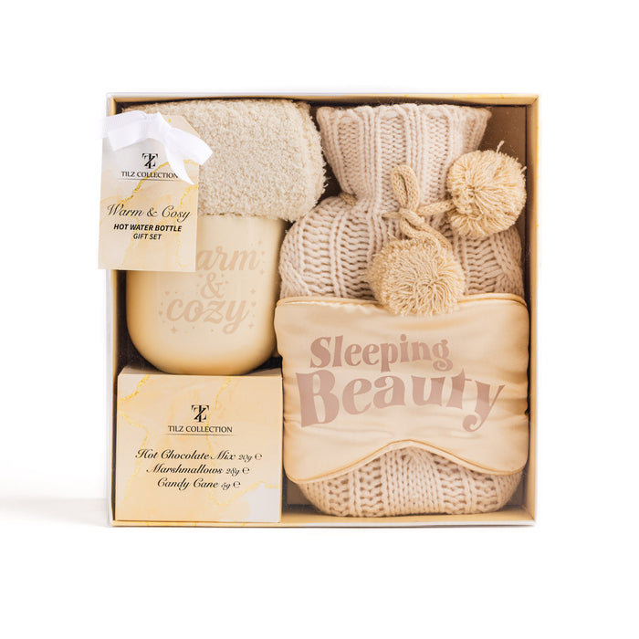 Hot Chocolate Mug Gift Set |Mini Marshmallows |Candy Canes |Socks |Hot Chocolate Mug |Mini Hot Water Bottle, Pink Gifts