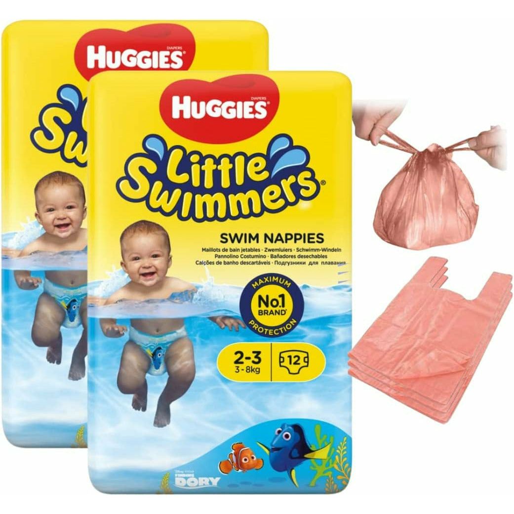 Huggies Swim Nappies with Nappy Bags by Tilzmart Size x 22