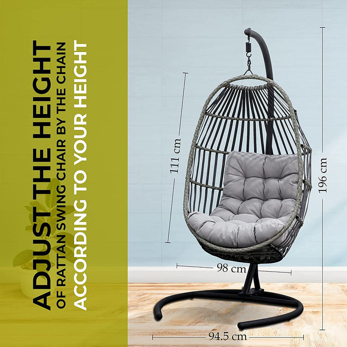 Garden Swing Hanging Egg Chair With Cushion